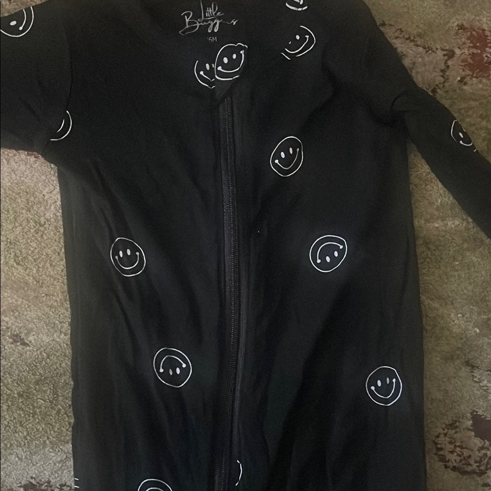 Bamboo Baby Black Bodysuit with White Smiley Faces